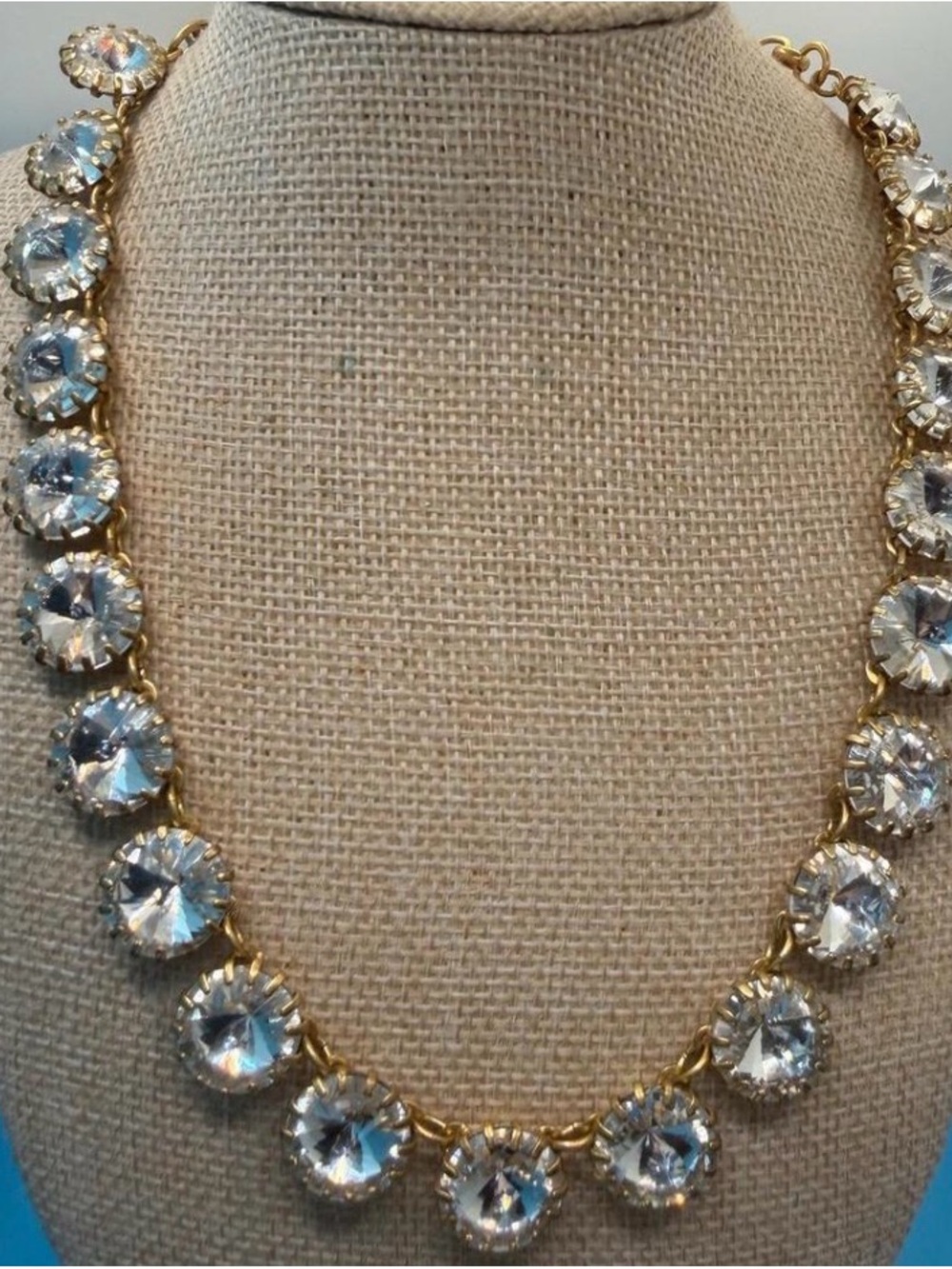 J. Crew Gold-Tone Necklace with Clear Crystal Drops